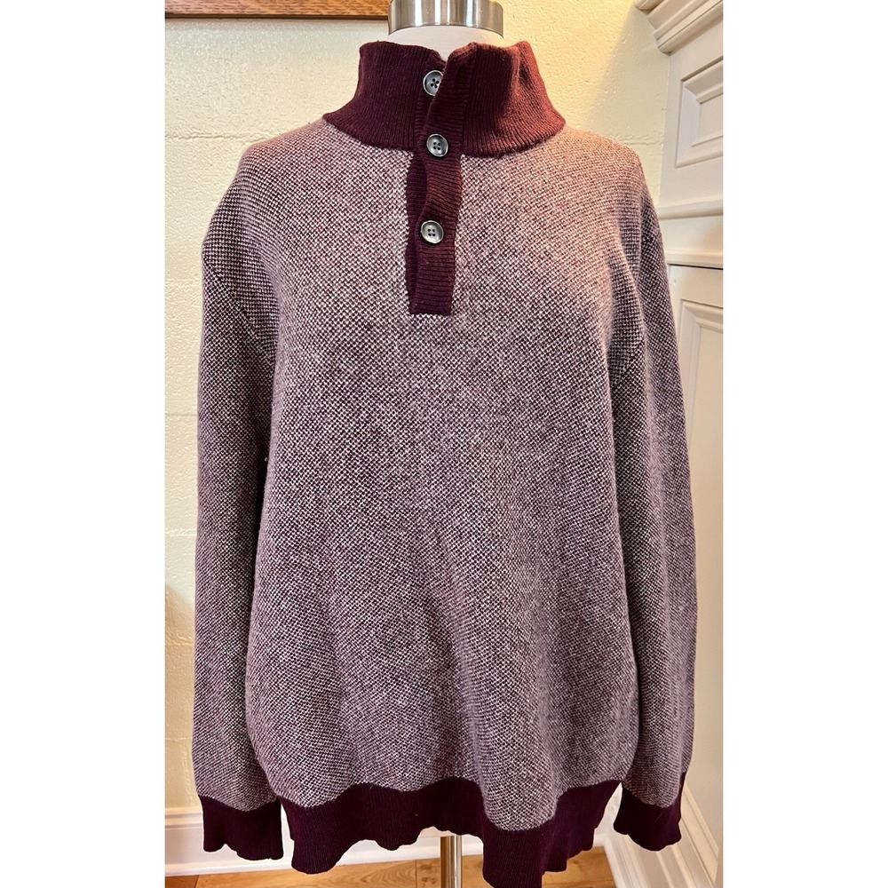 Charles Tyrwhitt Weekend Merino Wool Sweater Mens X-Large Maroon Preppycore Cozy